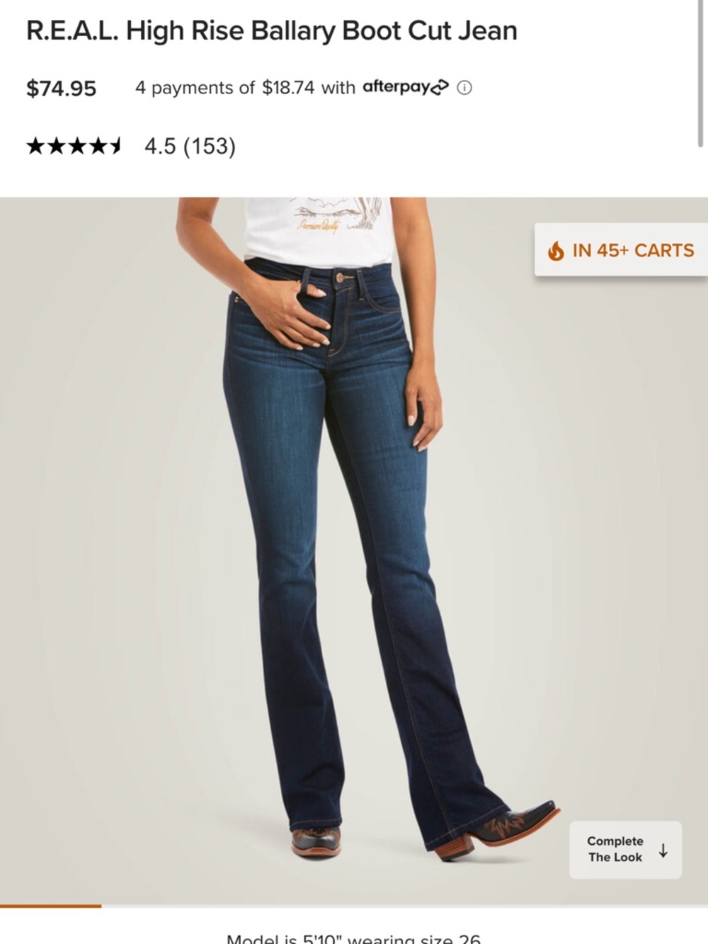 Ariat High Rise Ballary Boot Cut Jeans - Dark Blue